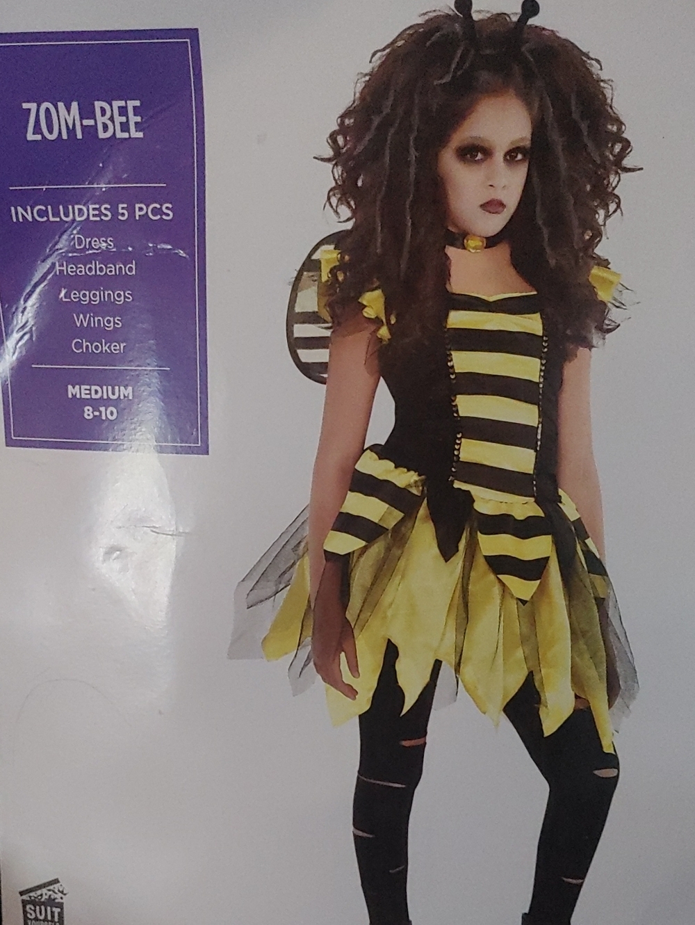 Girls Yellow & Black Bee Costume Dress with Wings